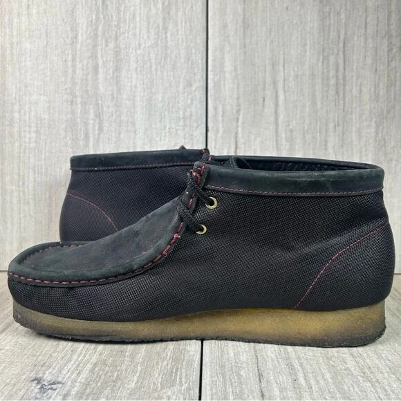 Clark’s Wallabees Stinson Hi black Canvas Chukka Boot Lace Up Shoe Mens Size 9.5 - Picture 4 of 10